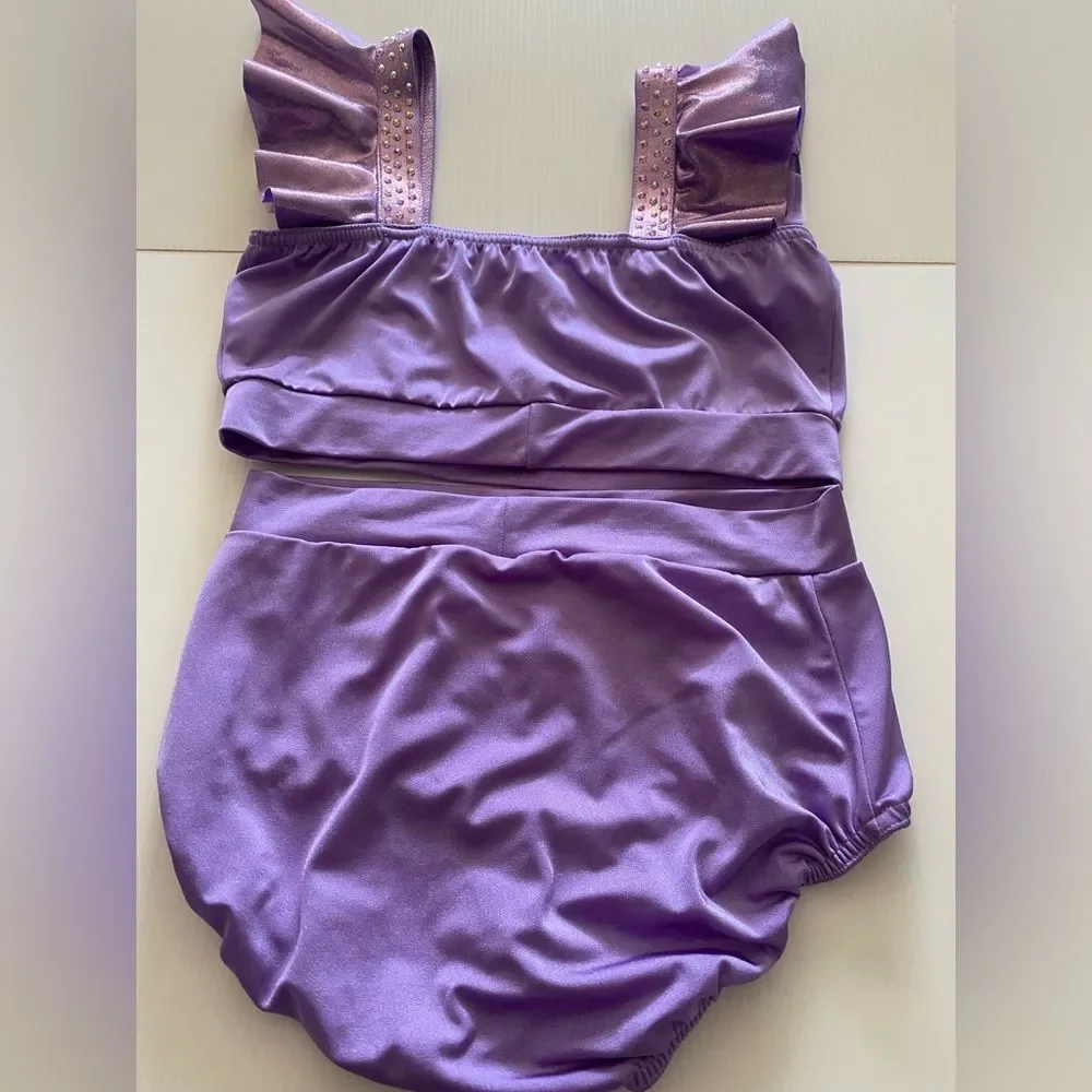 Kelle solo dance costom custume purple lavender 2 piece acro jazz 2867 MA adult